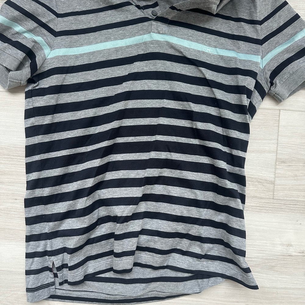 Striped Polo Shirt in Gray and Black